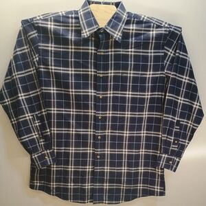 JOS A BANK Dress Shirt Mens LARGE Blue Traveler Collection Button Up Long Sleeve